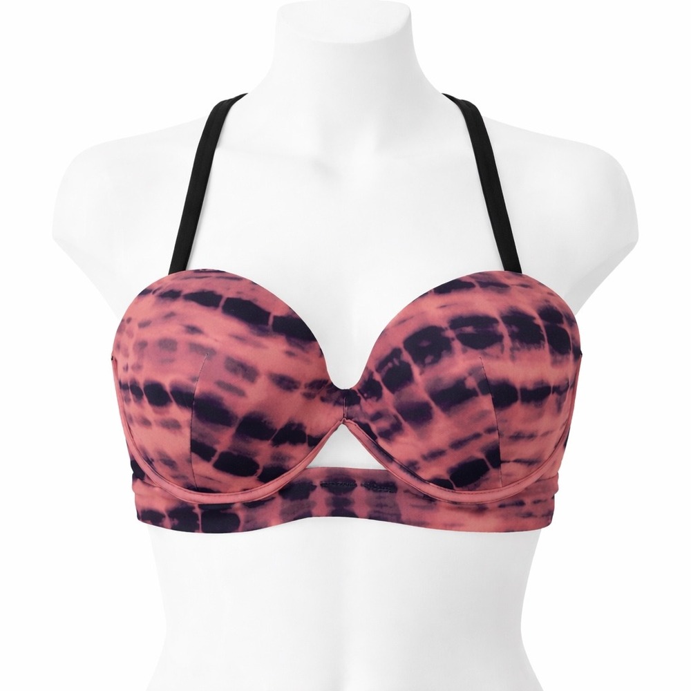 NEW PINK Victoria's Secret Tie Dye Push Up Bikini Top Pink Size Large